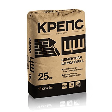 КРЕПС штукатурка ЦШ для наружных и внутренних работ 25кг 1/56